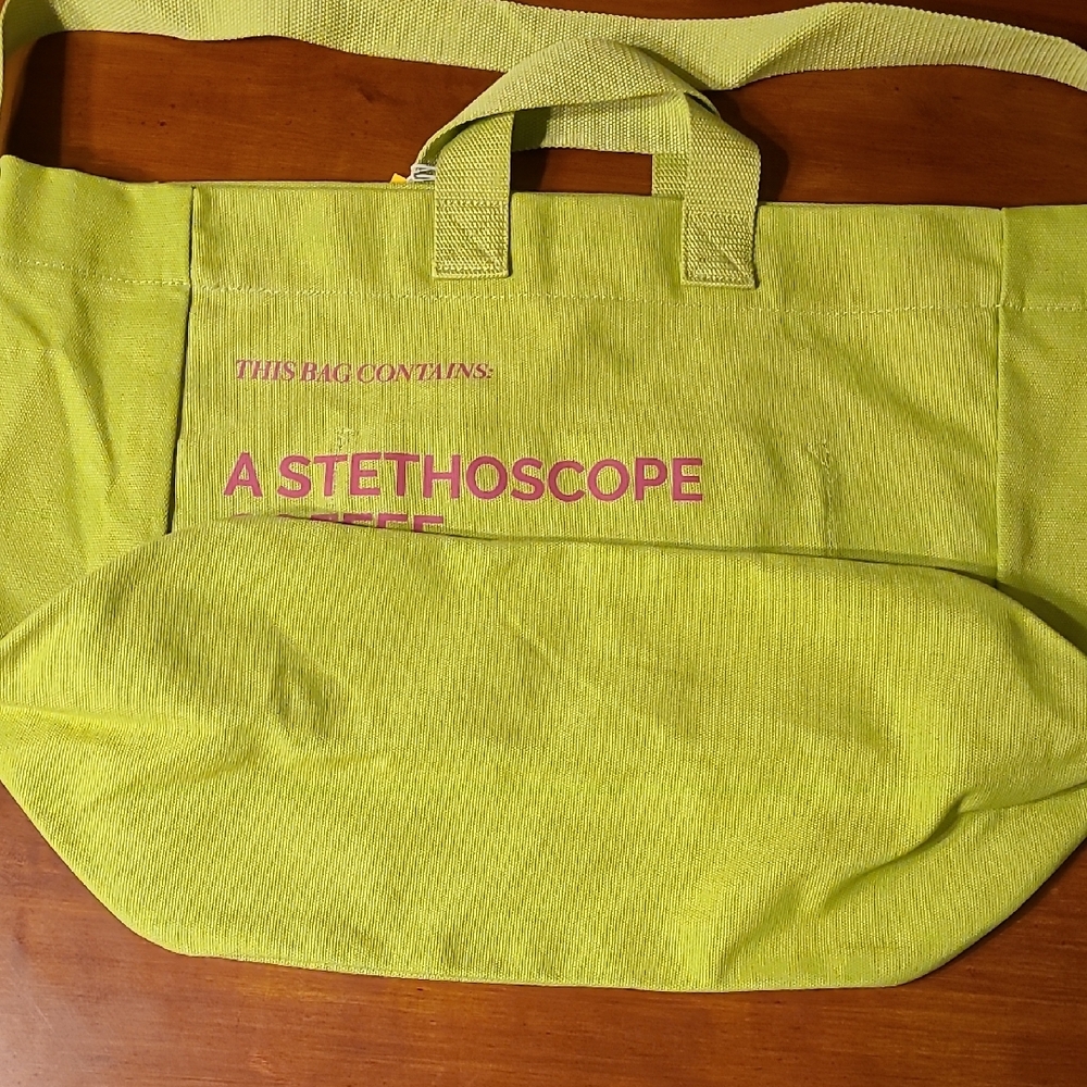 Figs Limited Edition Matcha A Very Large Needle Canvas Tote with Pink Lettering - Picture 13 of 14